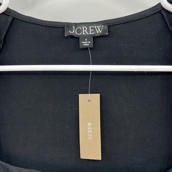 J. Crew Women's Squareneck cap-sleeve top in stretch cotton blend - Black - S - Picture 3 of 6